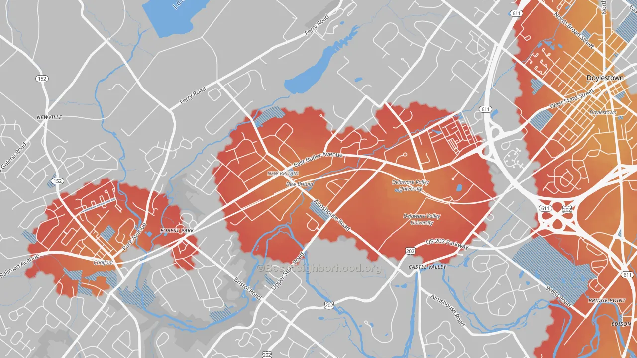 Transit Grade map of New Britain, PA