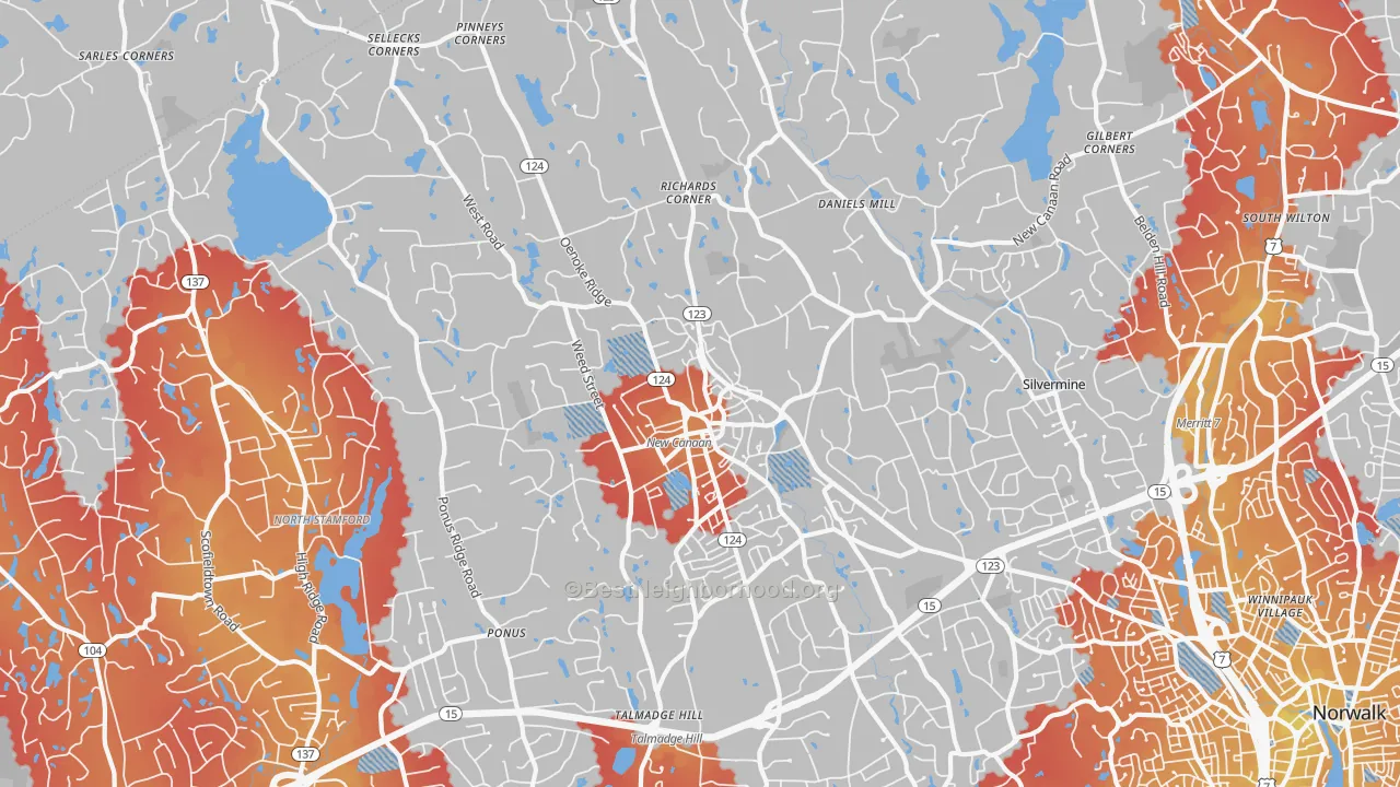 Transit Grade map of New Canaan, CT