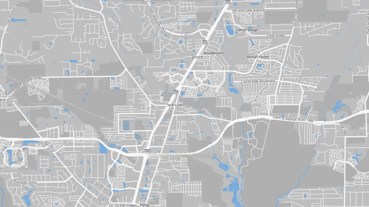 Transit Grade map of New Caney, TX