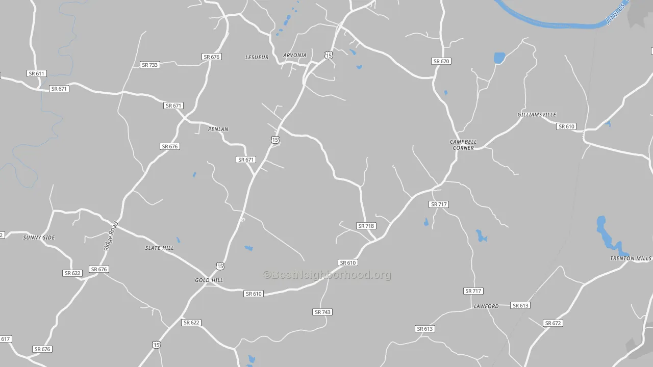 Transit Grade map of New Canton, VA