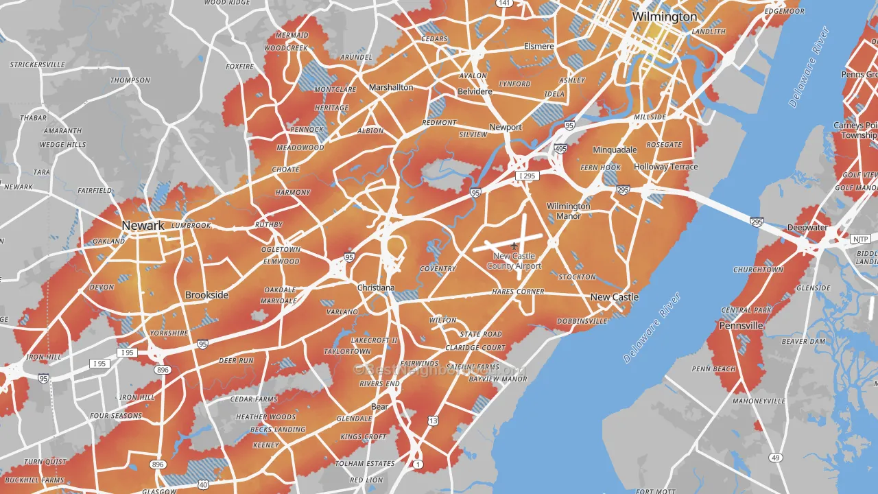 Transit Grade map of New Castle County, DE