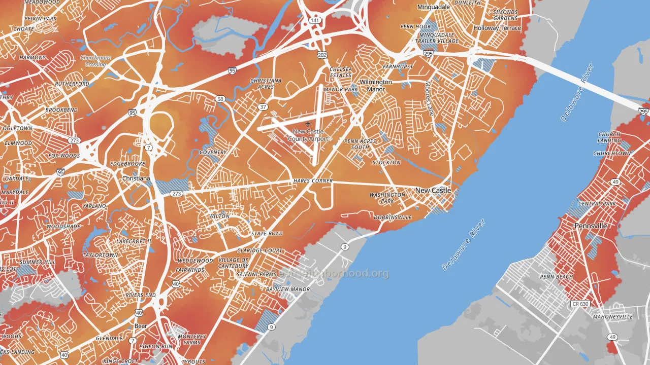 Transit Grade map of New Castle, DE