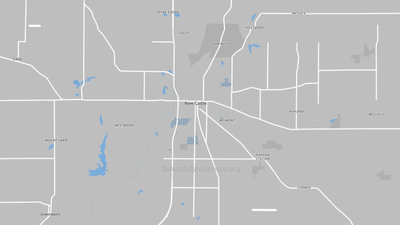 Transit Grade map of New Castle, IN