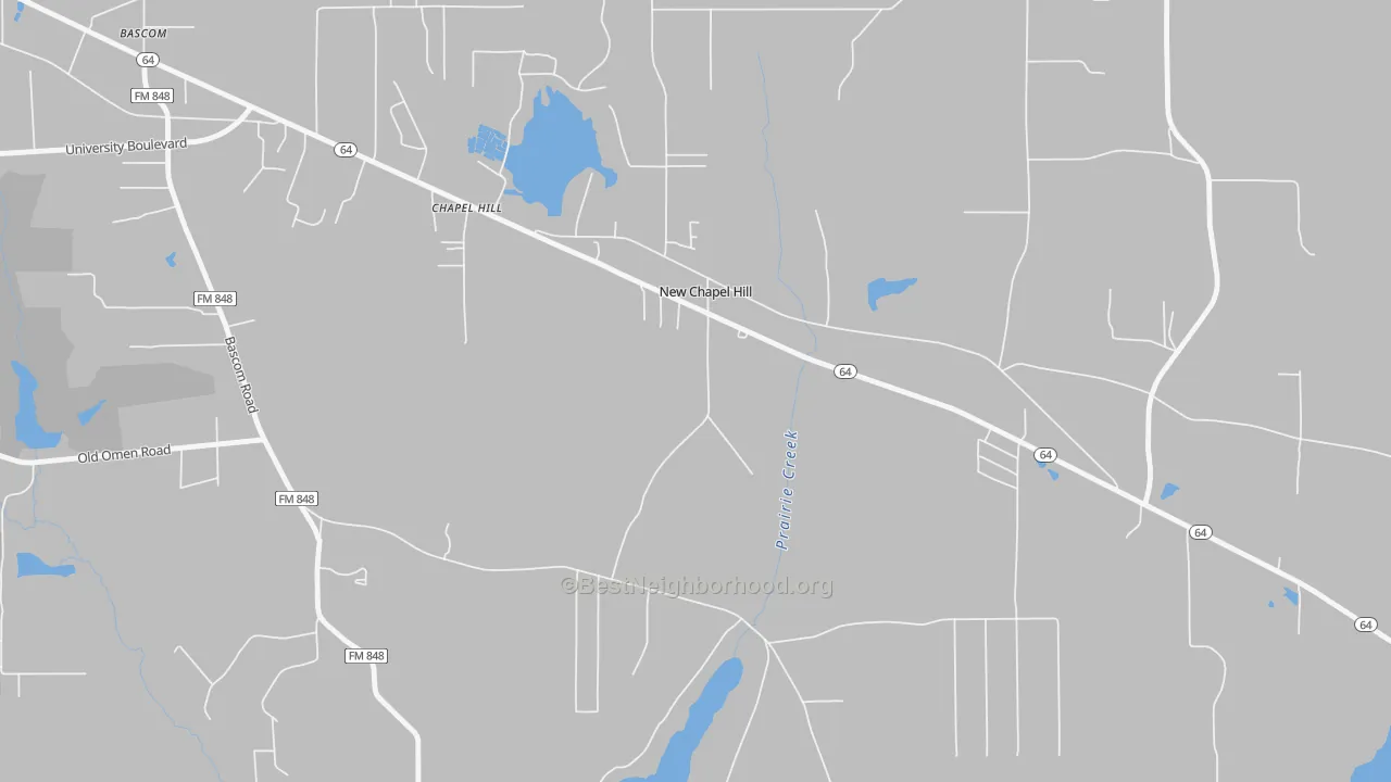 Transit Grade map of New Chapel Hill, TX