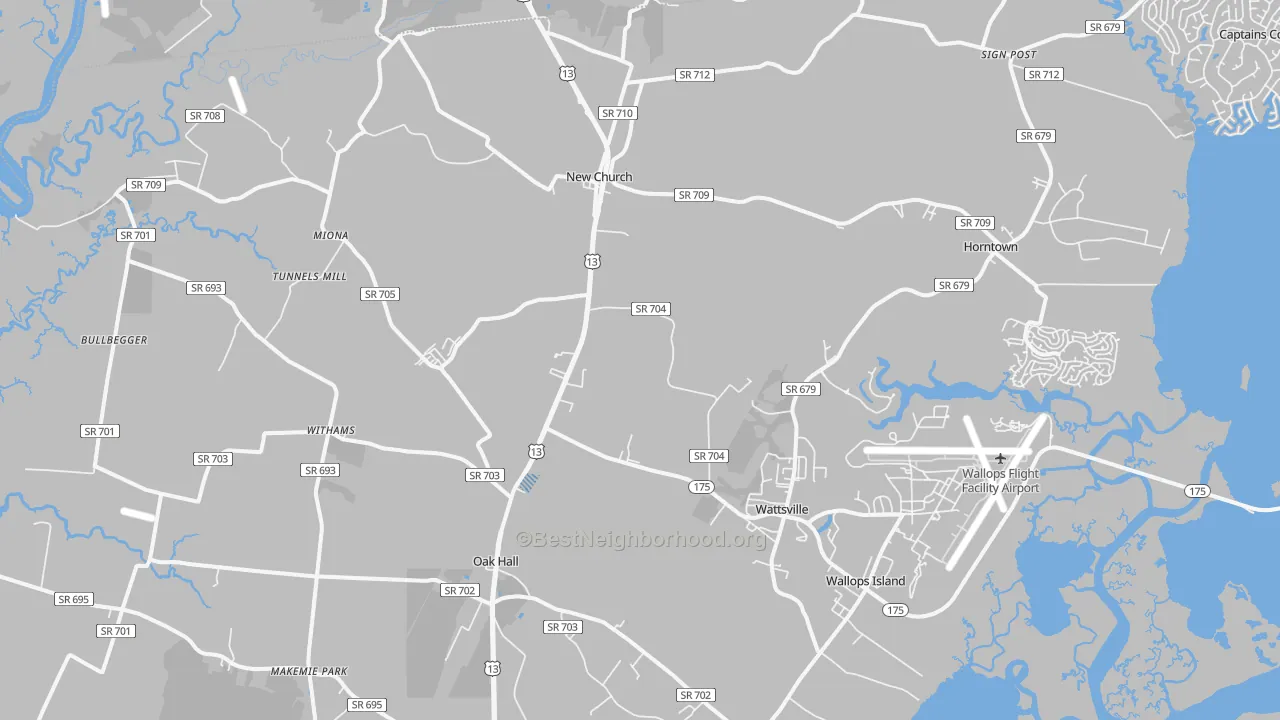 Transit Grade map of New Church, VA