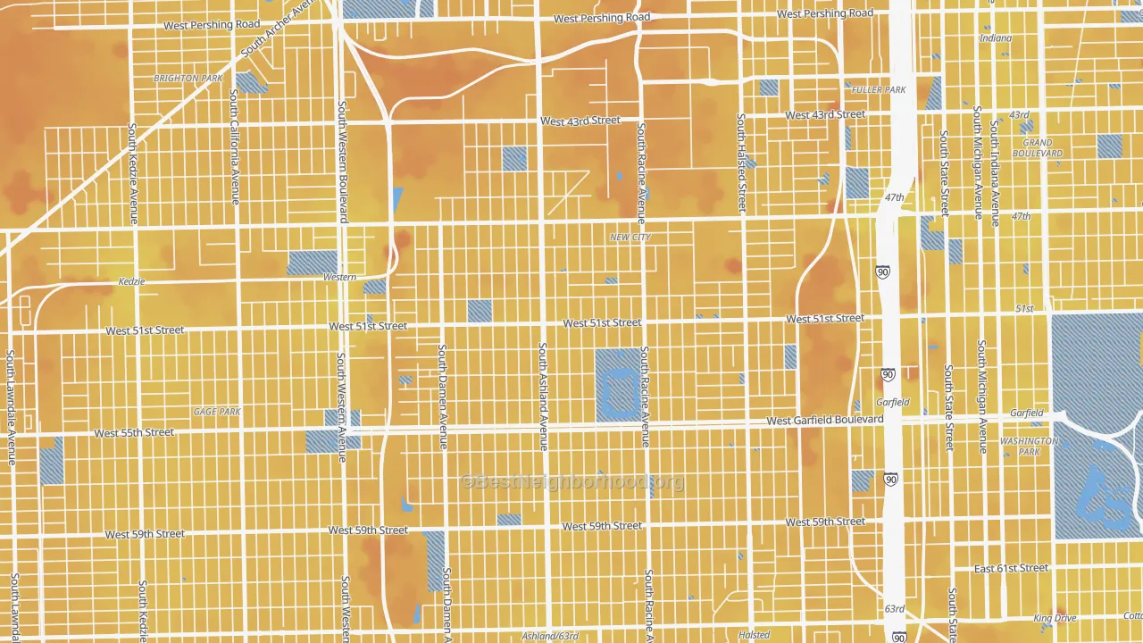 Transit Grade map of New City, Chicago, IL