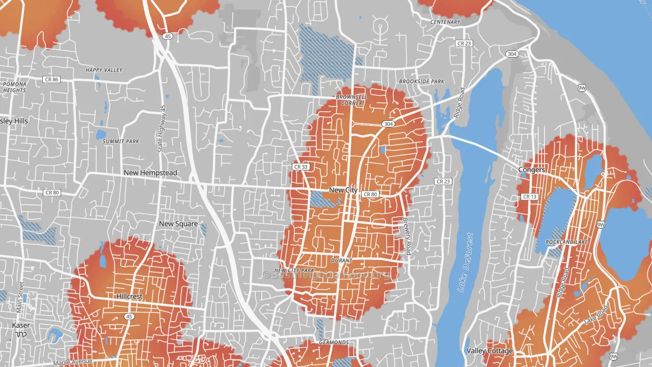 Transit Grade map of New City, NY