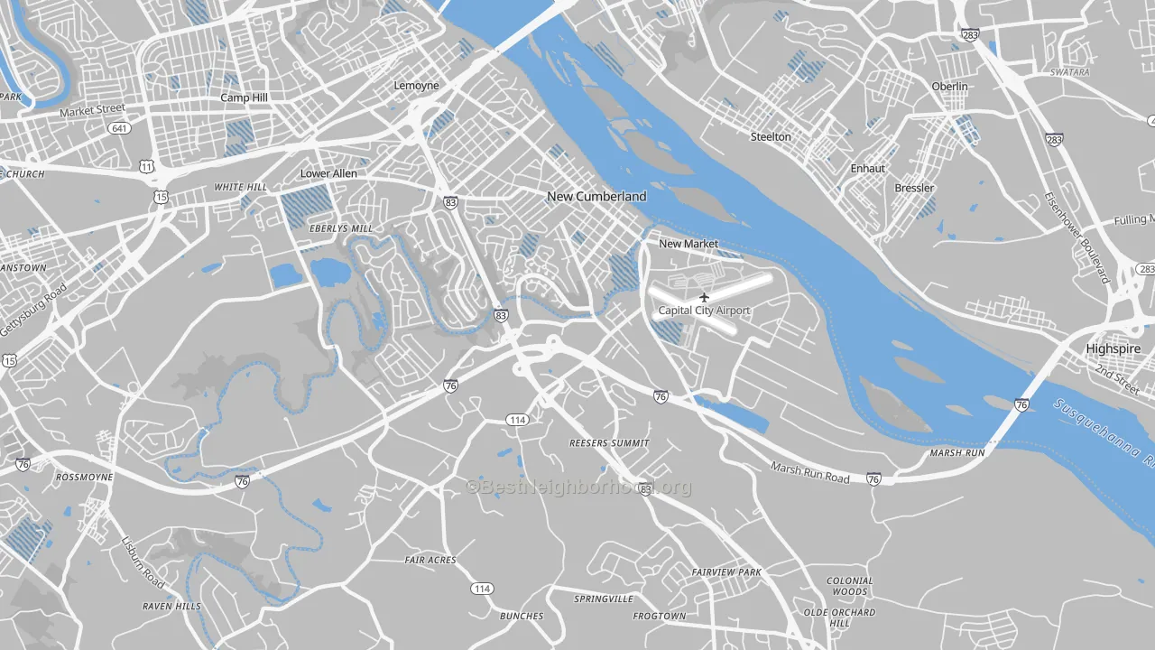 Transit Grade map of New Cumberland, PA