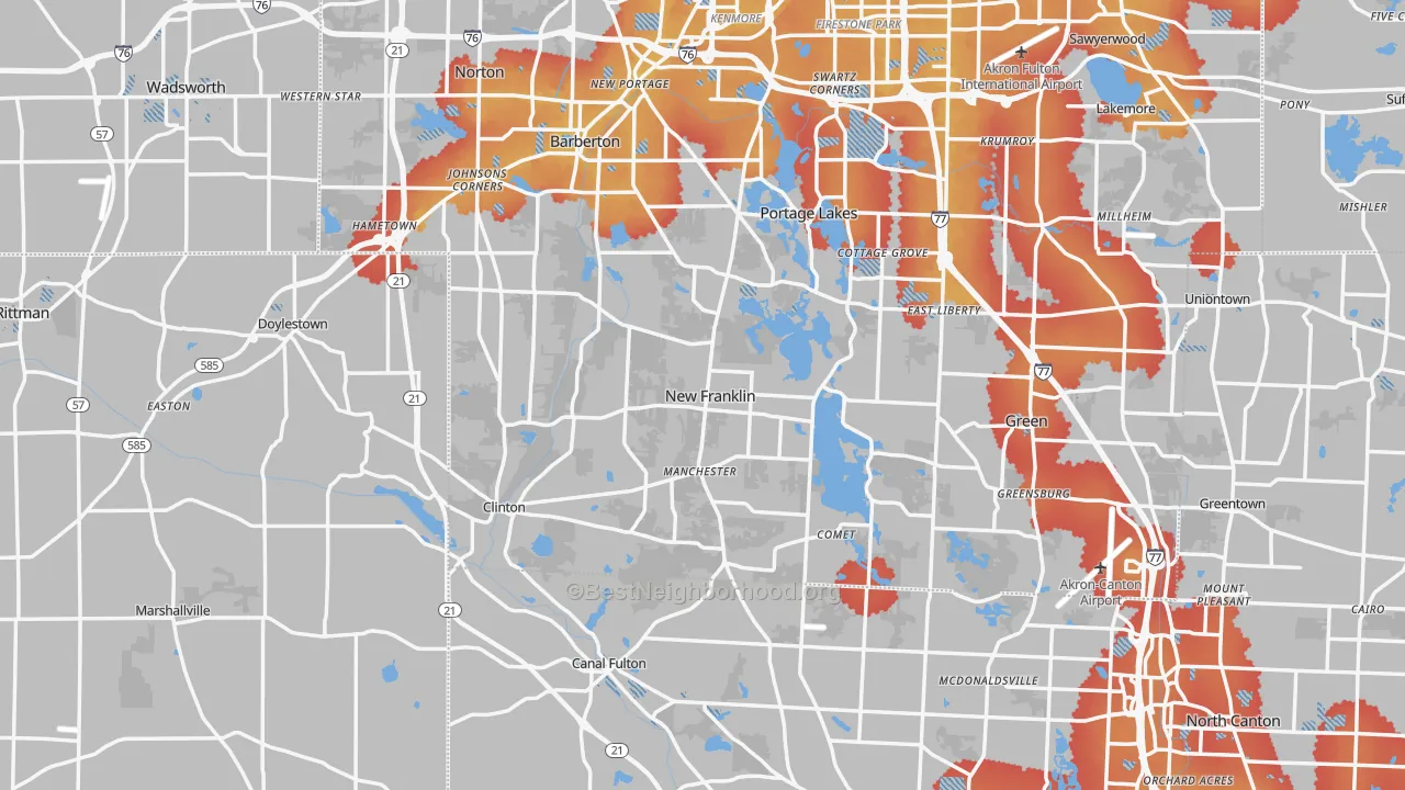 Transit Grade map of New Franklin, OH