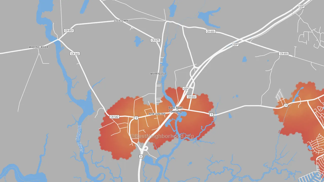 Transit Grade map of New Gretna, NJ