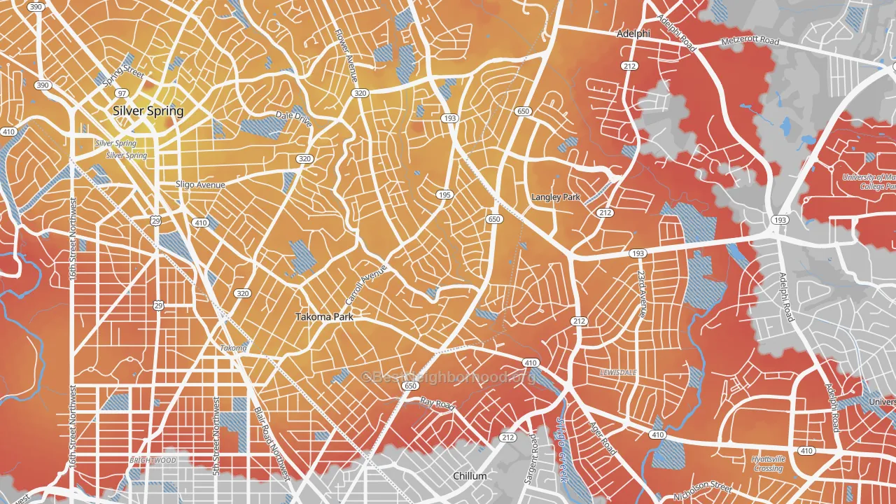 Transit Grade map of New Hampshire Gardens, Takoma Park, MD