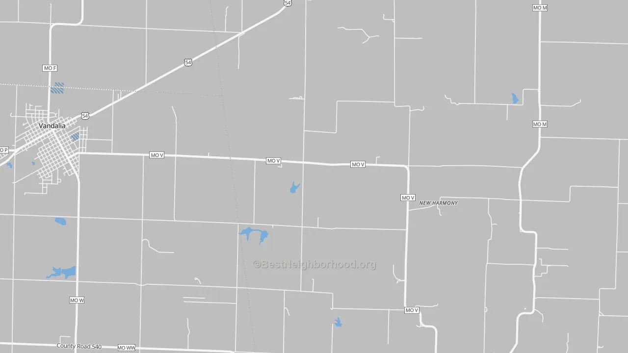 Transit Grade map of New Harmony, MO