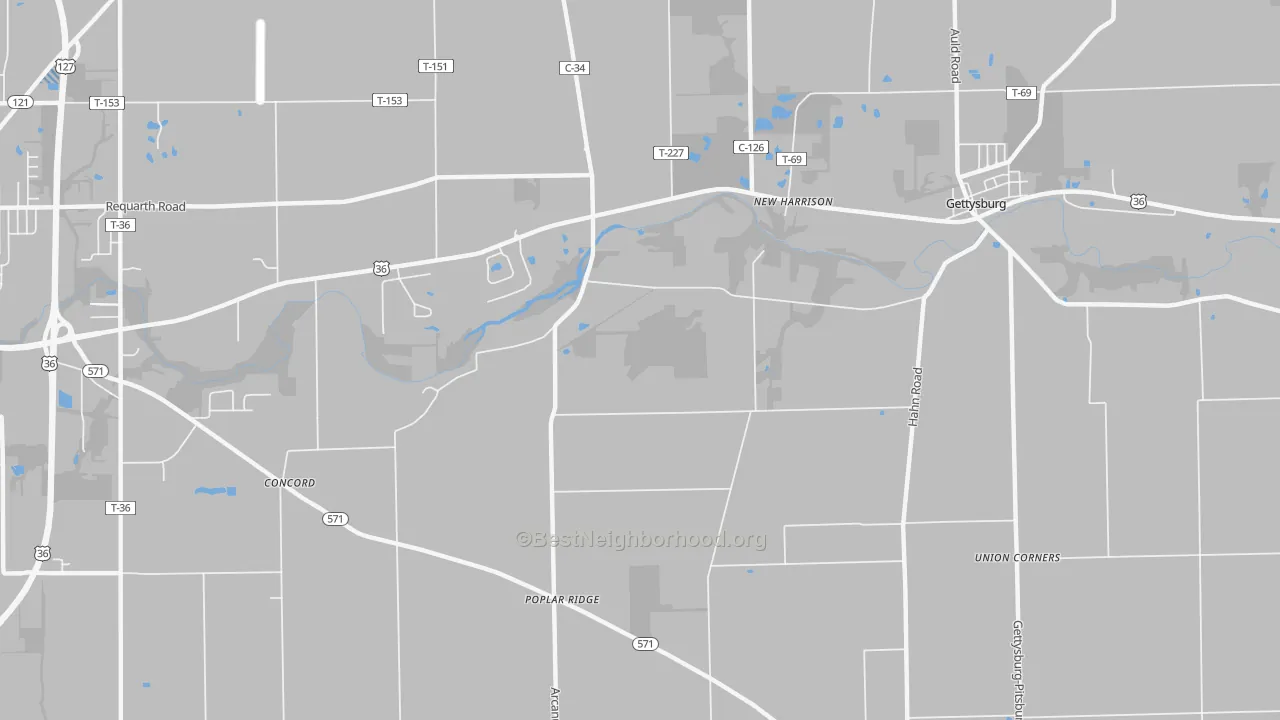 Transit Grade map of New Harrison, OH