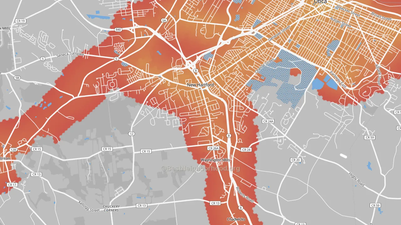 Transit Grade map of New Hartford, NY
