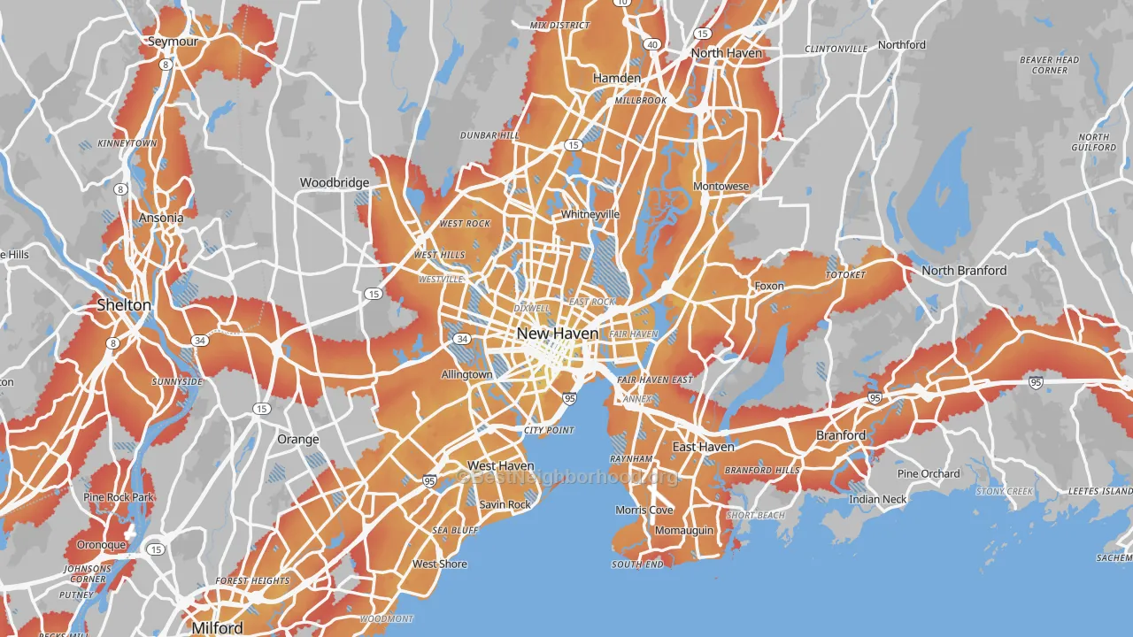 Transit Grade map of New Haven, CT