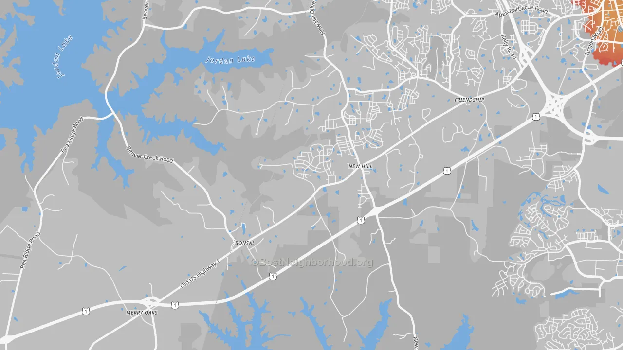 Transit Grade map of New Hill, NC
