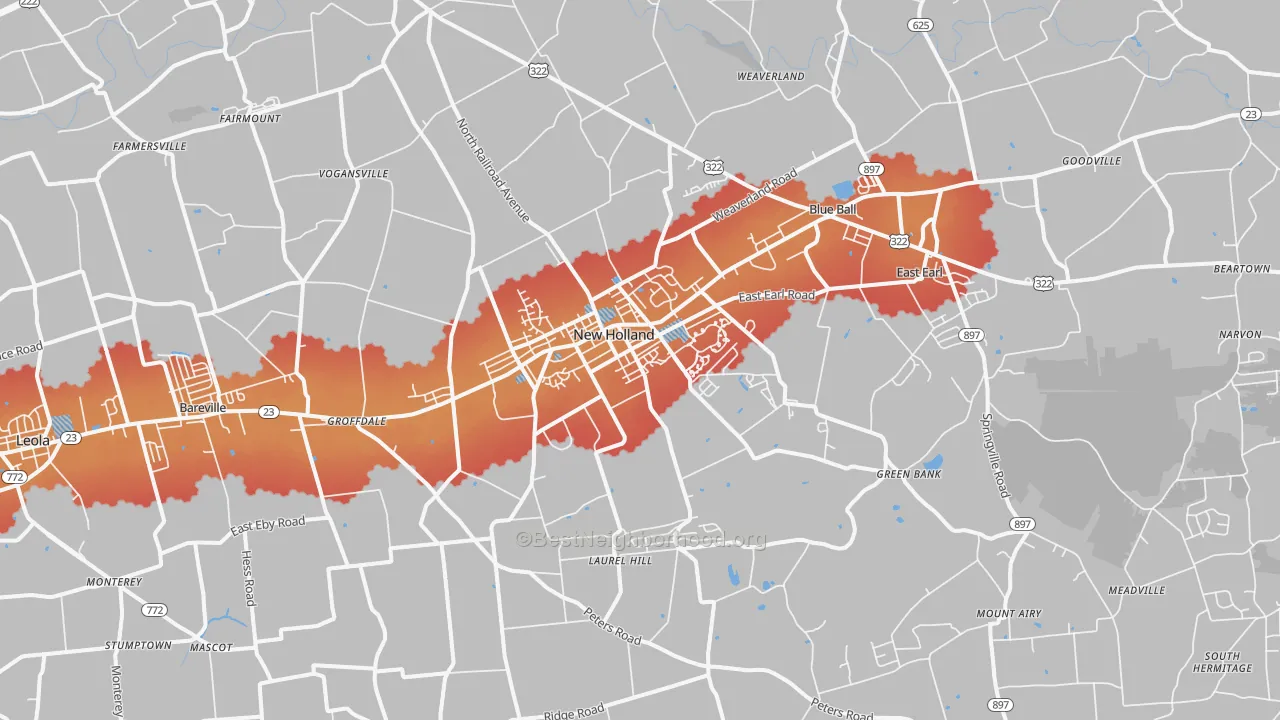 Transit Grade map of New Holland, PA