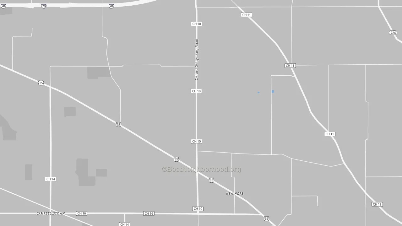 Transit Grade map of New Hope, OH