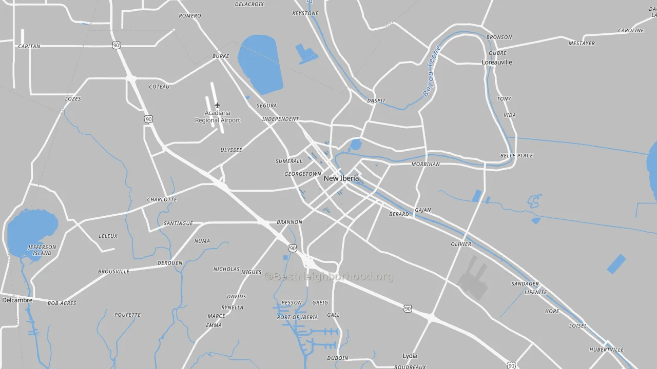 Transit Grade map of New Iberia, LA