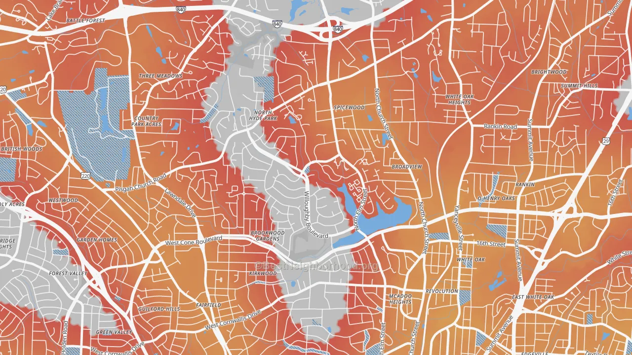 Transit Grade map of New Irving Park, Greensboro, NC