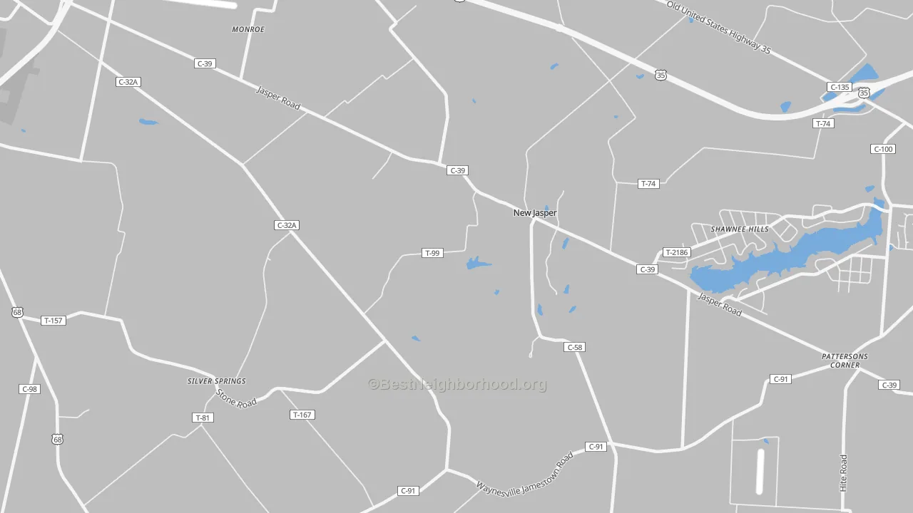 Transit Grade map of New Jasper, OH