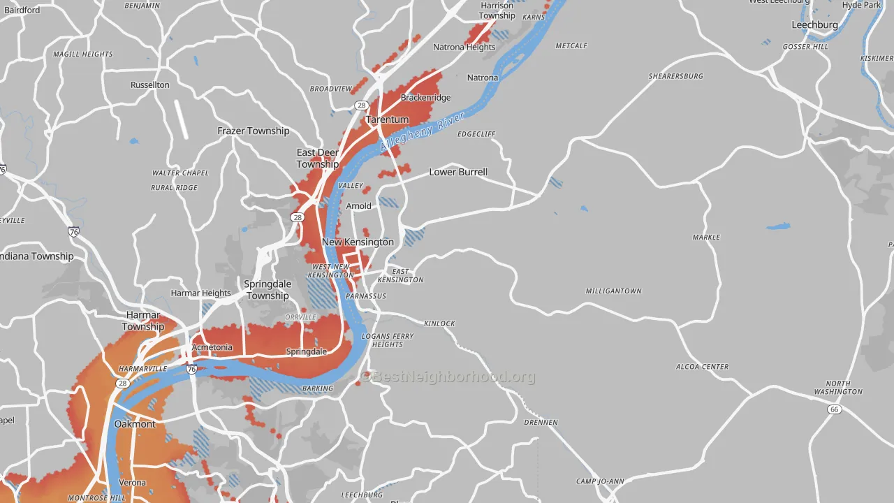 Transit Grade map of New Kensington, PA