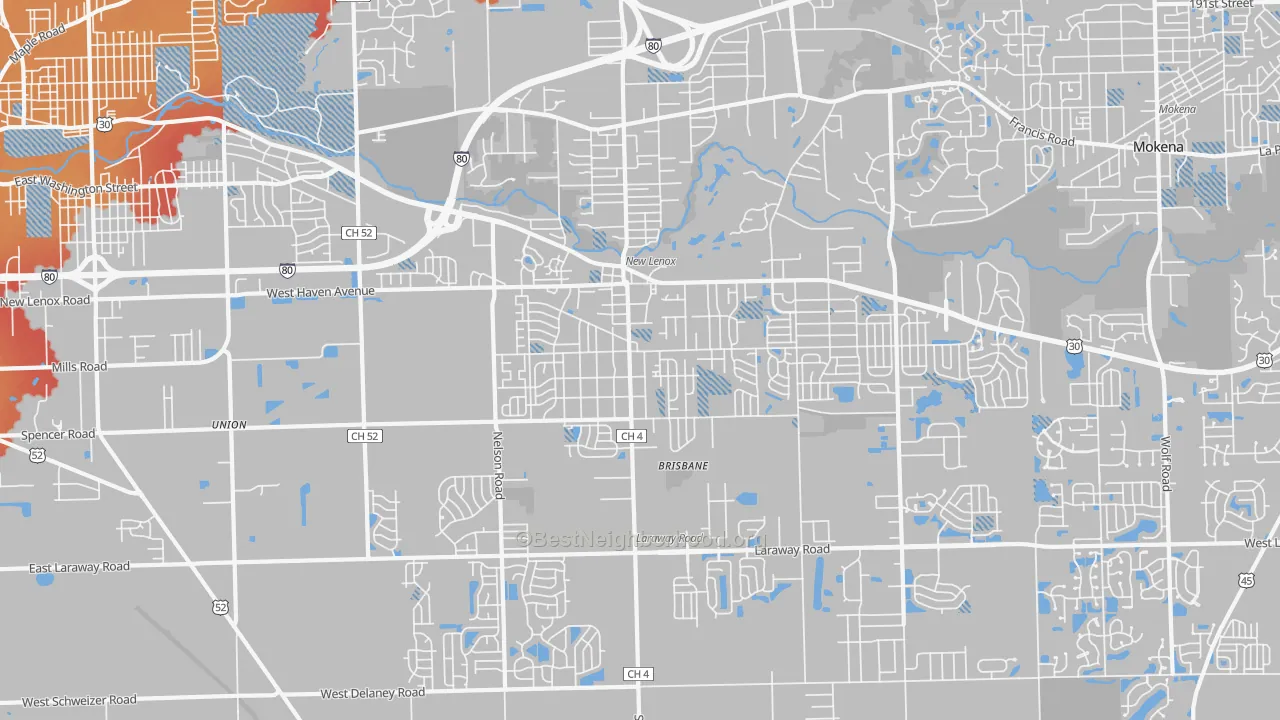 Transit Grade map of New Lenox, IL
