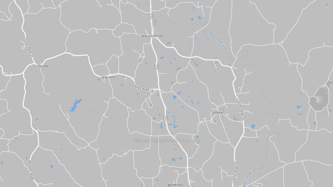 Transit Grade map of New Lexington, AL