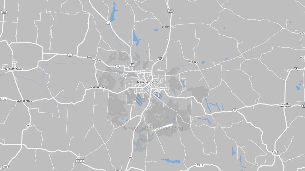 Transit Grade map of New Lexington, OH