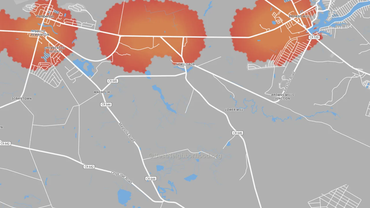 Transit Grade map of New Lisbon, NJ