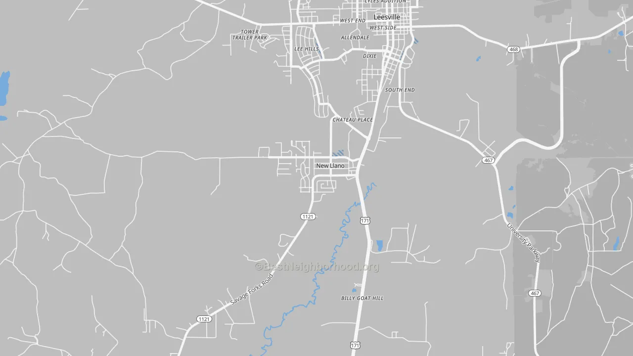 Transit Grade map of New Llano, LA