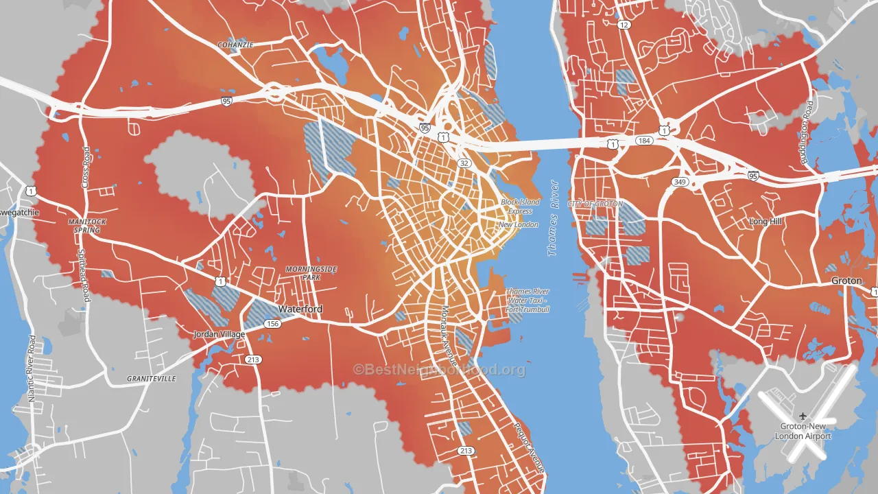 Transit Grade map of New London, CT