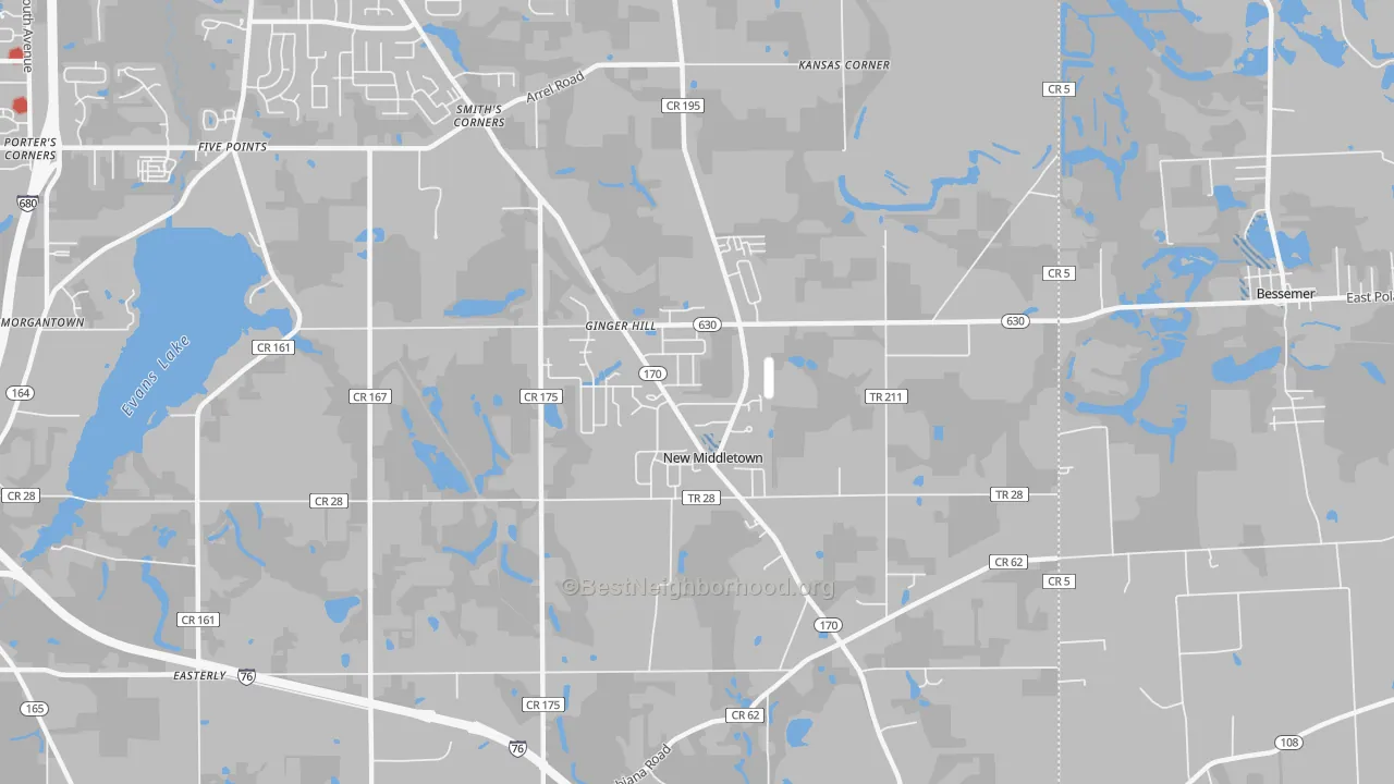 Transit Grade map of New Middletown, OH