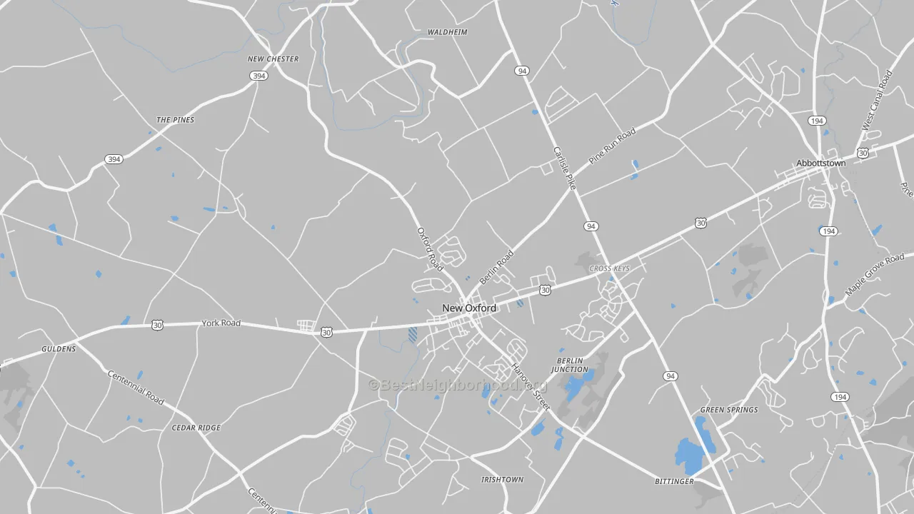 Transit Grade map of New Oxford, PA