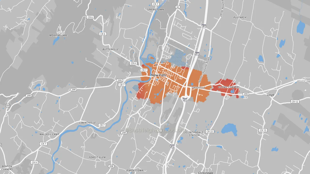 Transit Grade map of New Paltz, NY