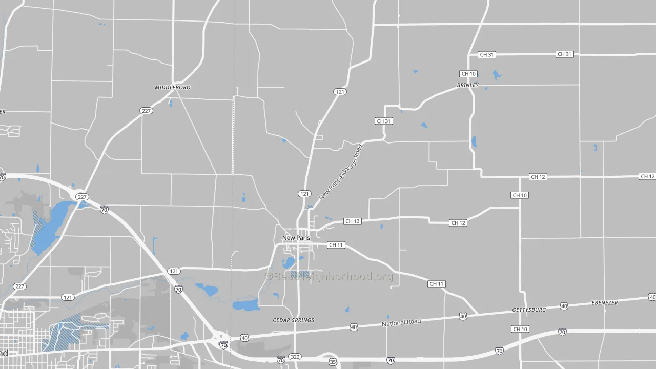 Transit Grade map of New Paris, OH