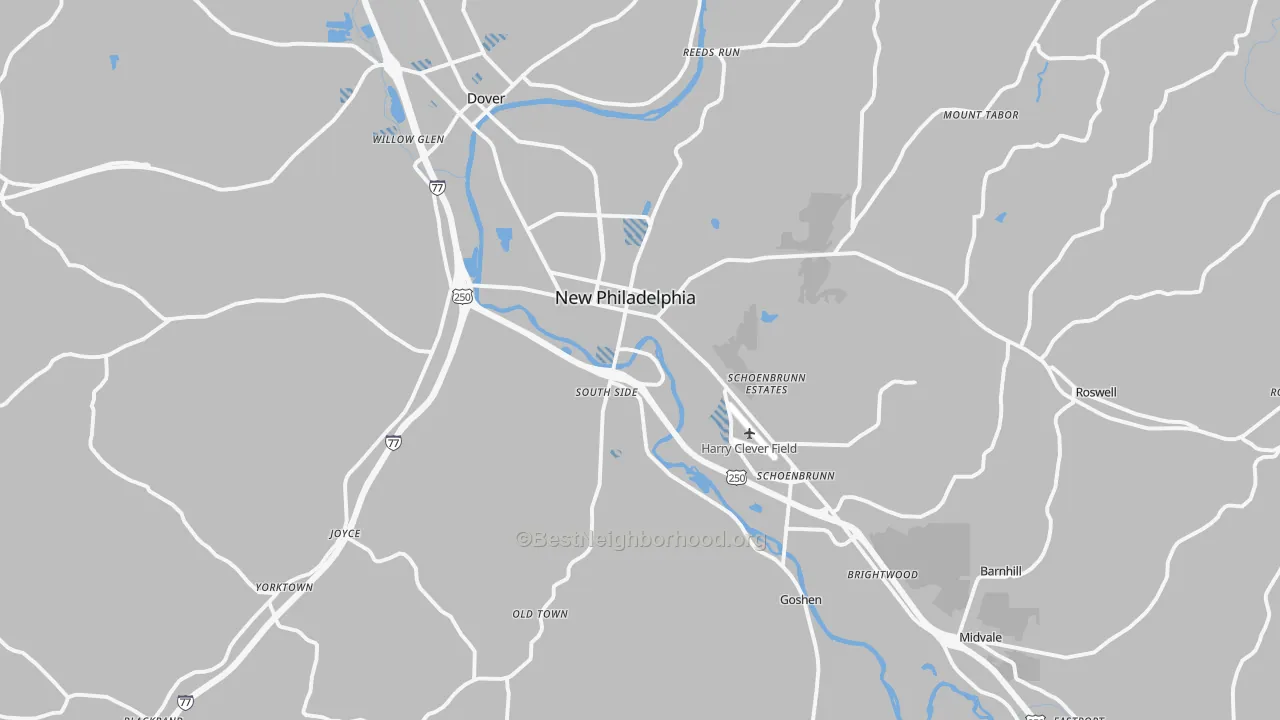 Transit Grade map of New Philadelphia, OH
