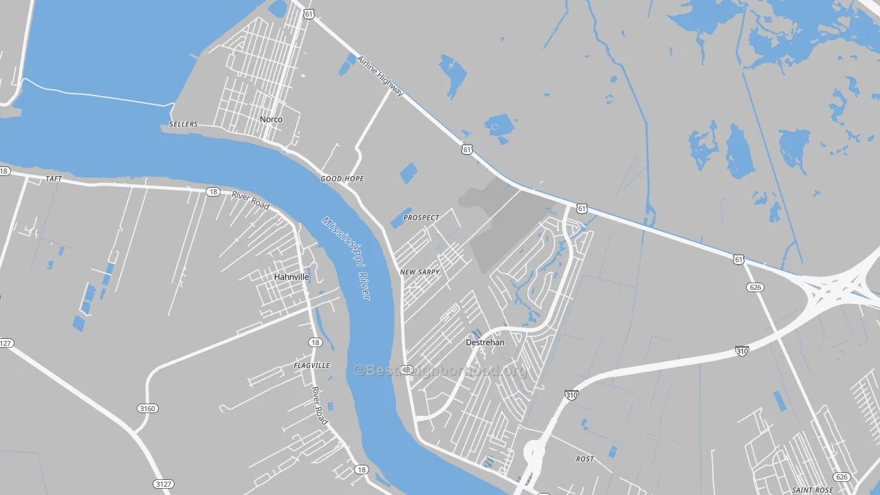 Transit Grade map of New Sarpy, LA
