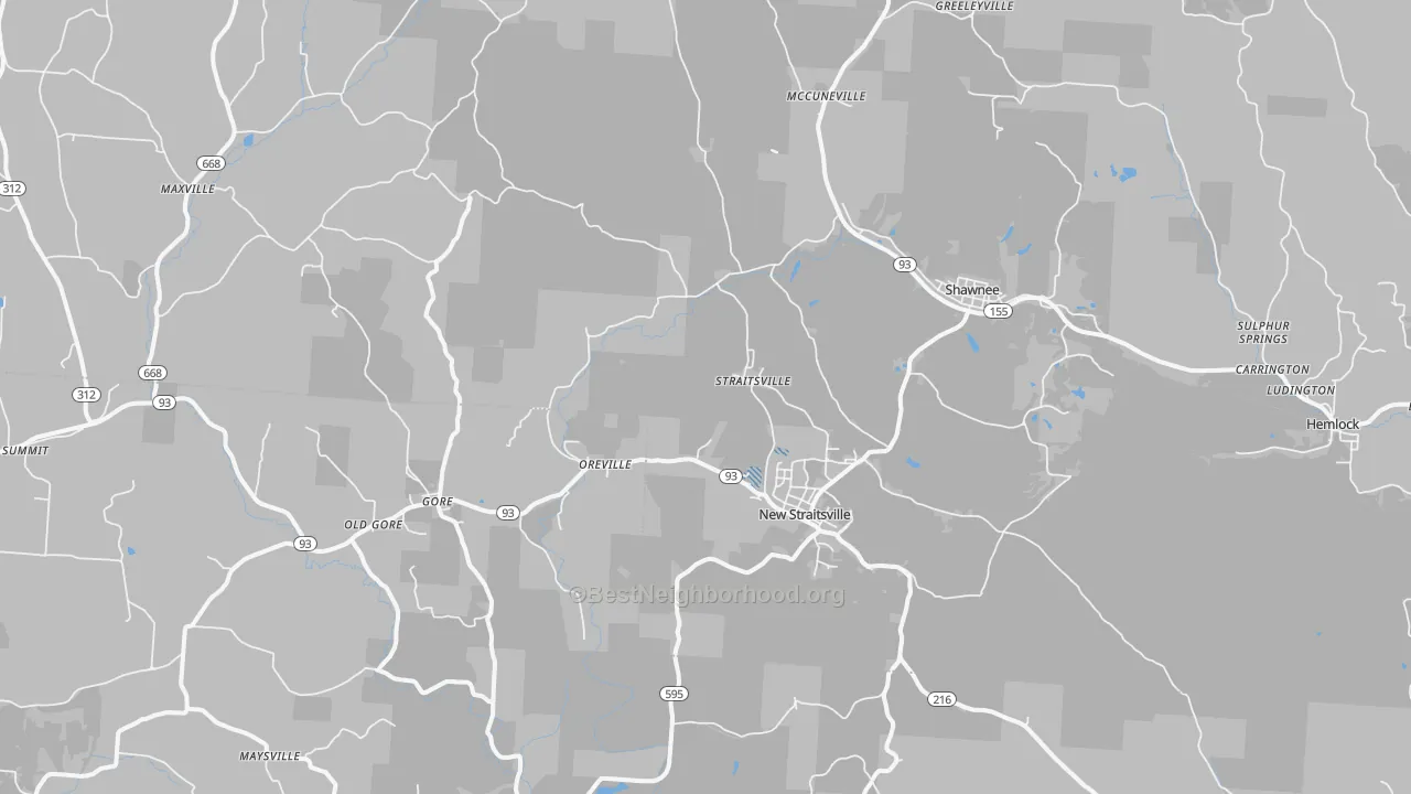 Transit Grade map of New Straitsville, OH