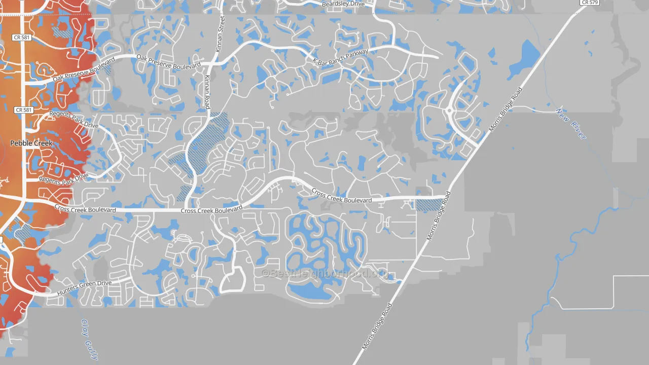 Transit Grade map of New Tampa, Tampa, FL