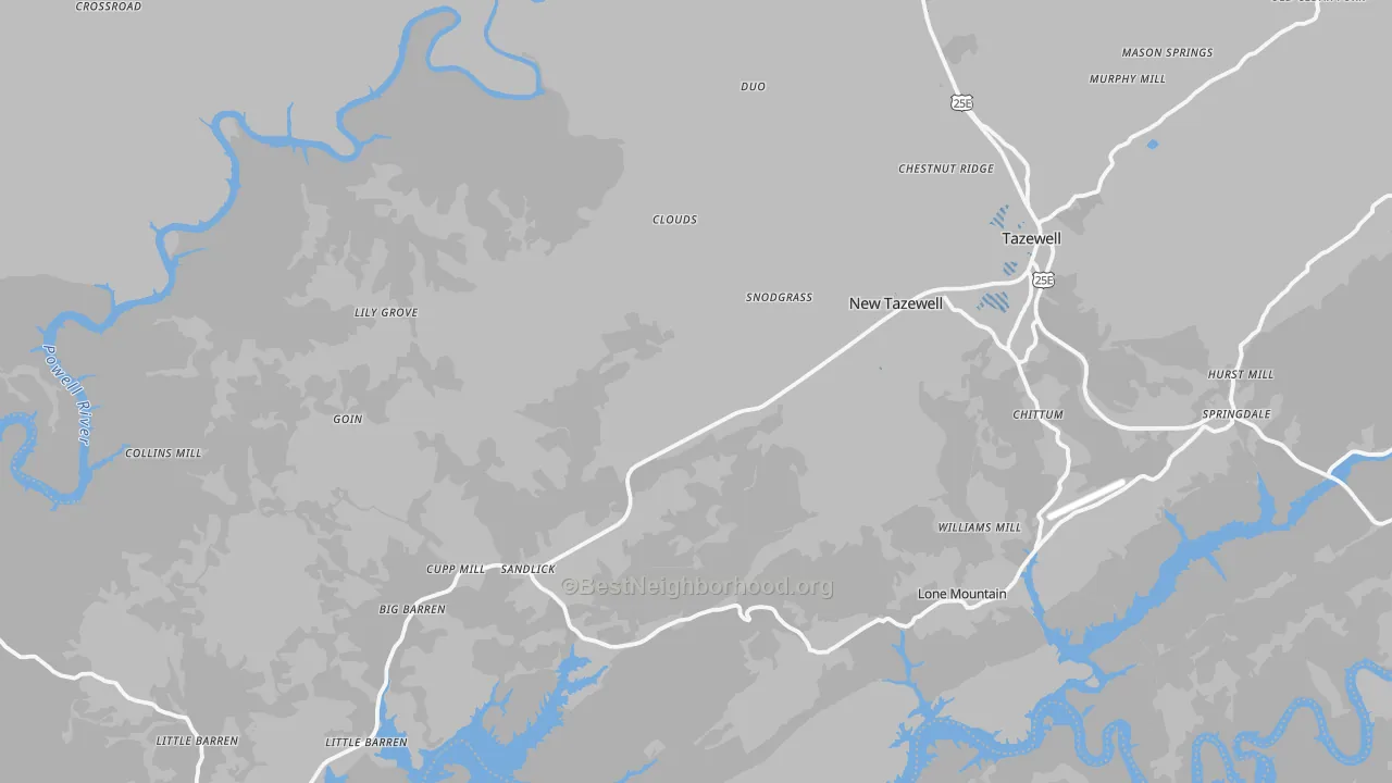 Transit Grade map of New Tazewell, TN