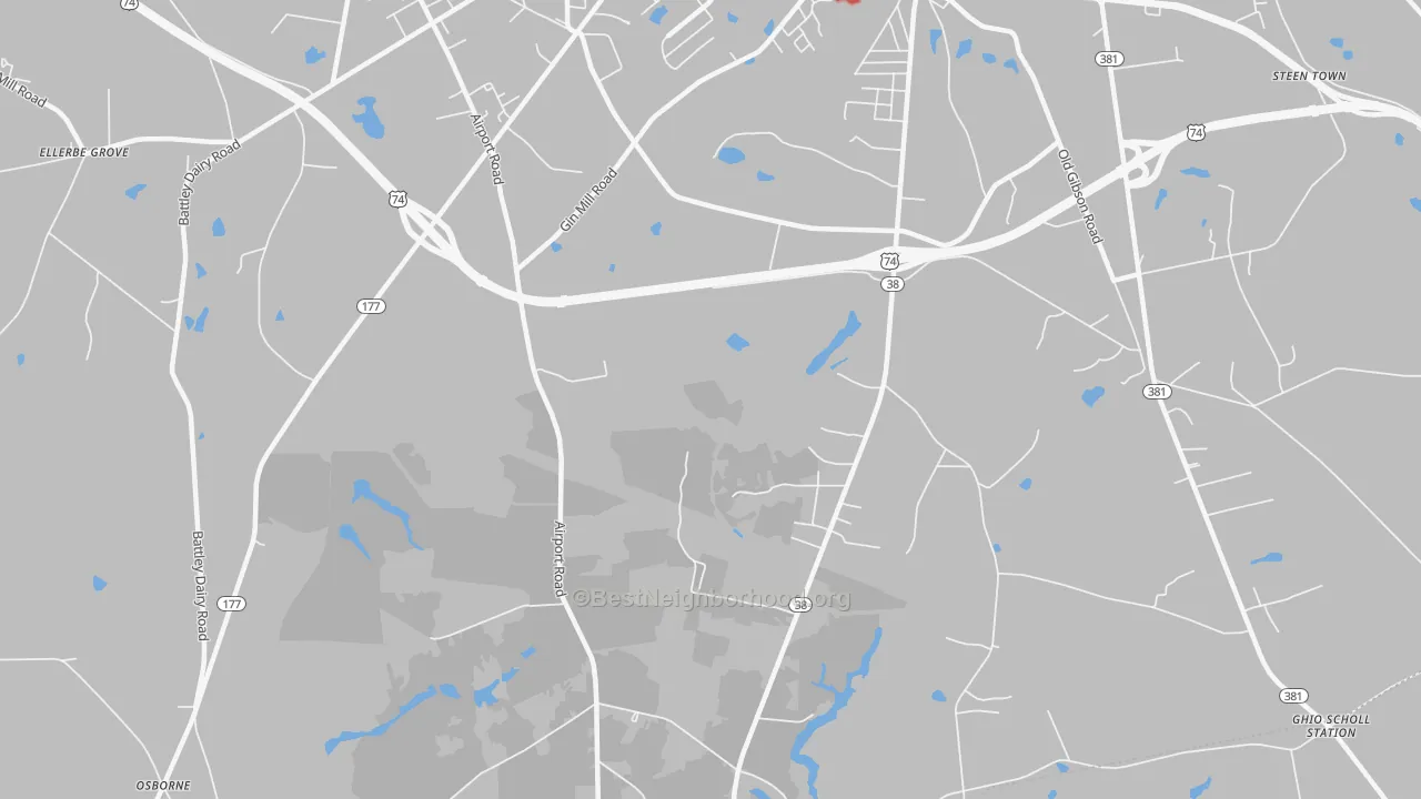 Transit Grade map of New Town, NC