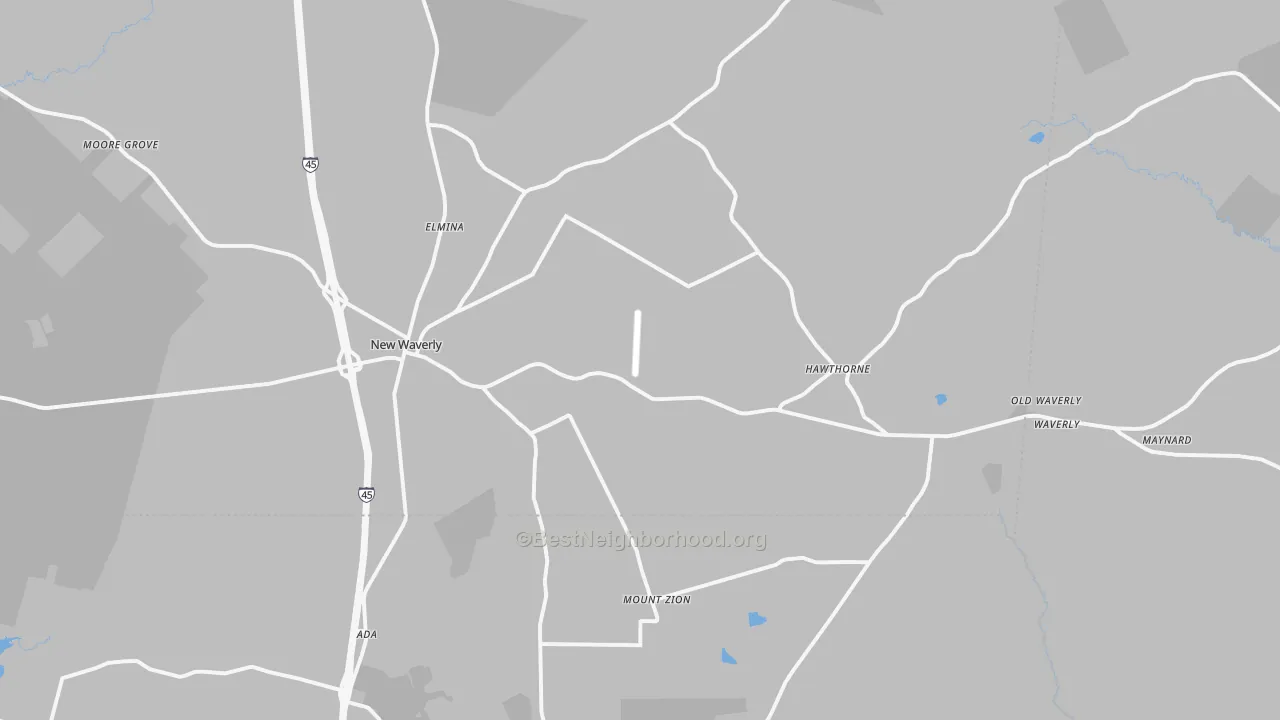 Transit Grade map of New Waverly, TX