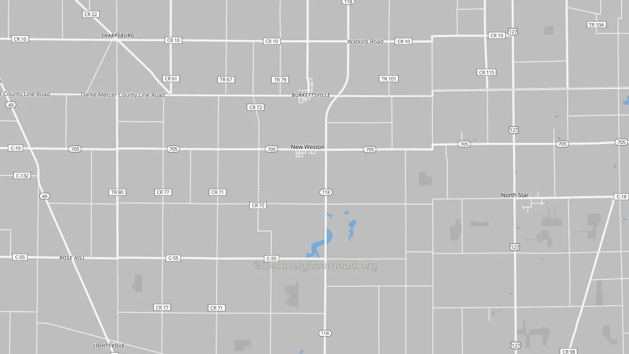 Transit Grade map of New Weston, OH