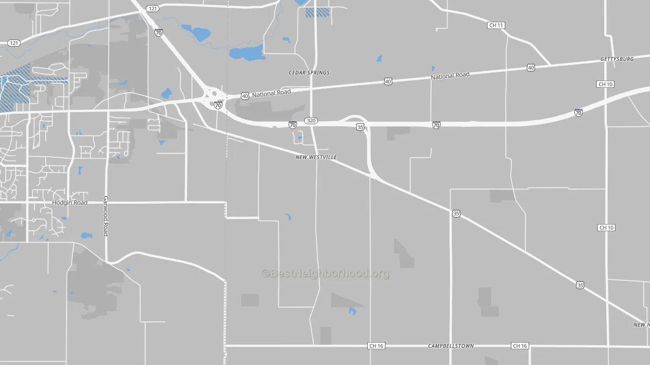 Transit Grade map of New Westville, OH