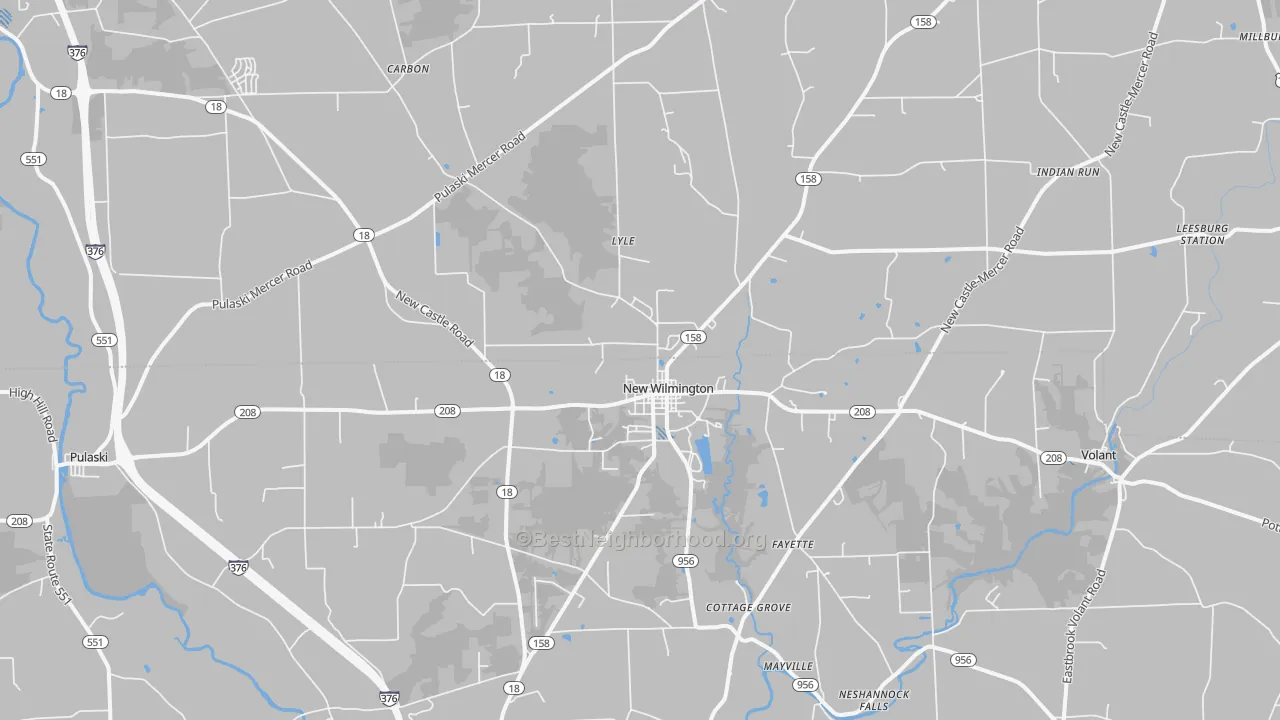 Transit Grade map of New Wilmington, PA