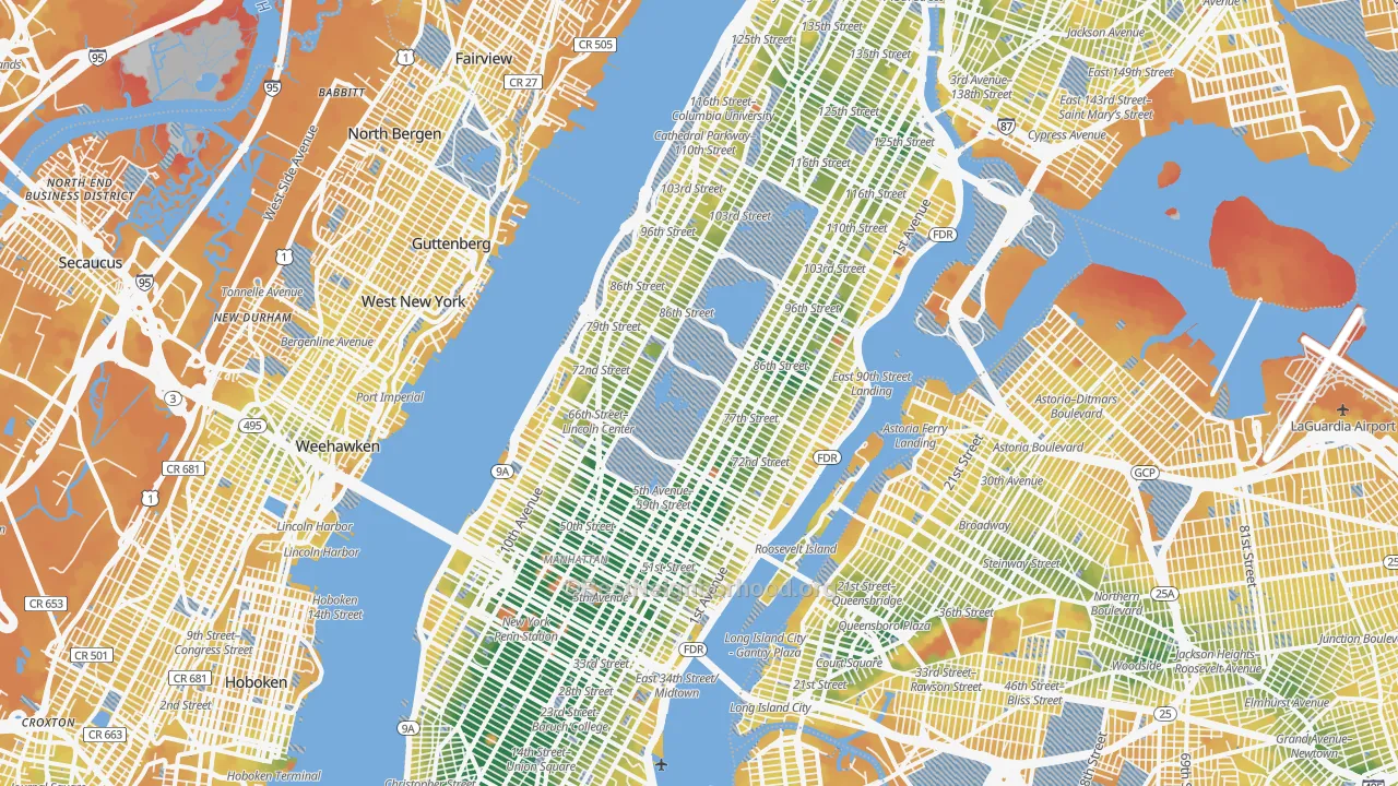 Transit Grade map of New York County, NY