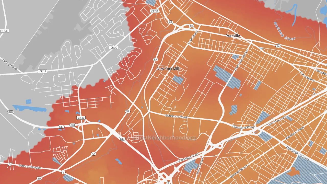 Transit Grade map of New York Mills, NY