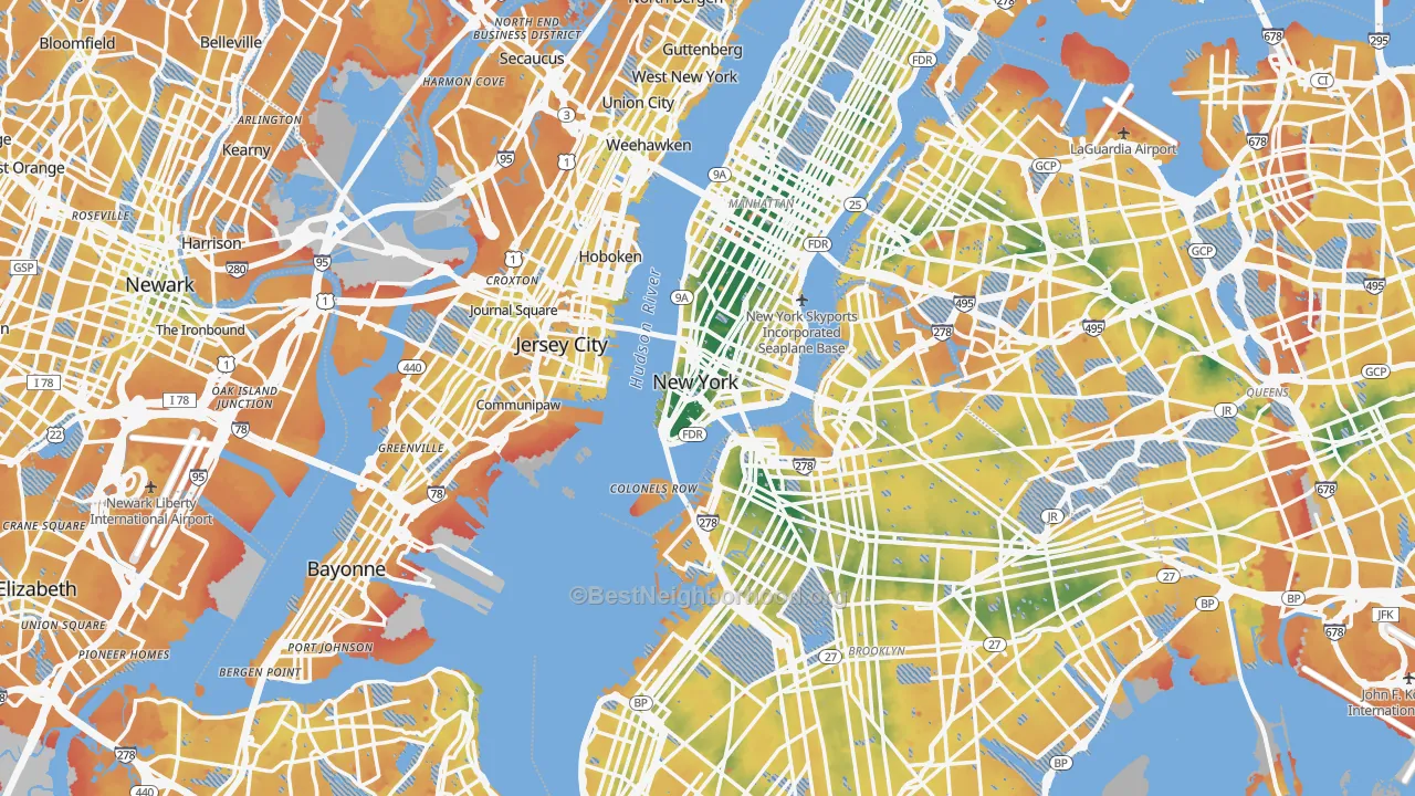 Transit Grade map of New York, NY