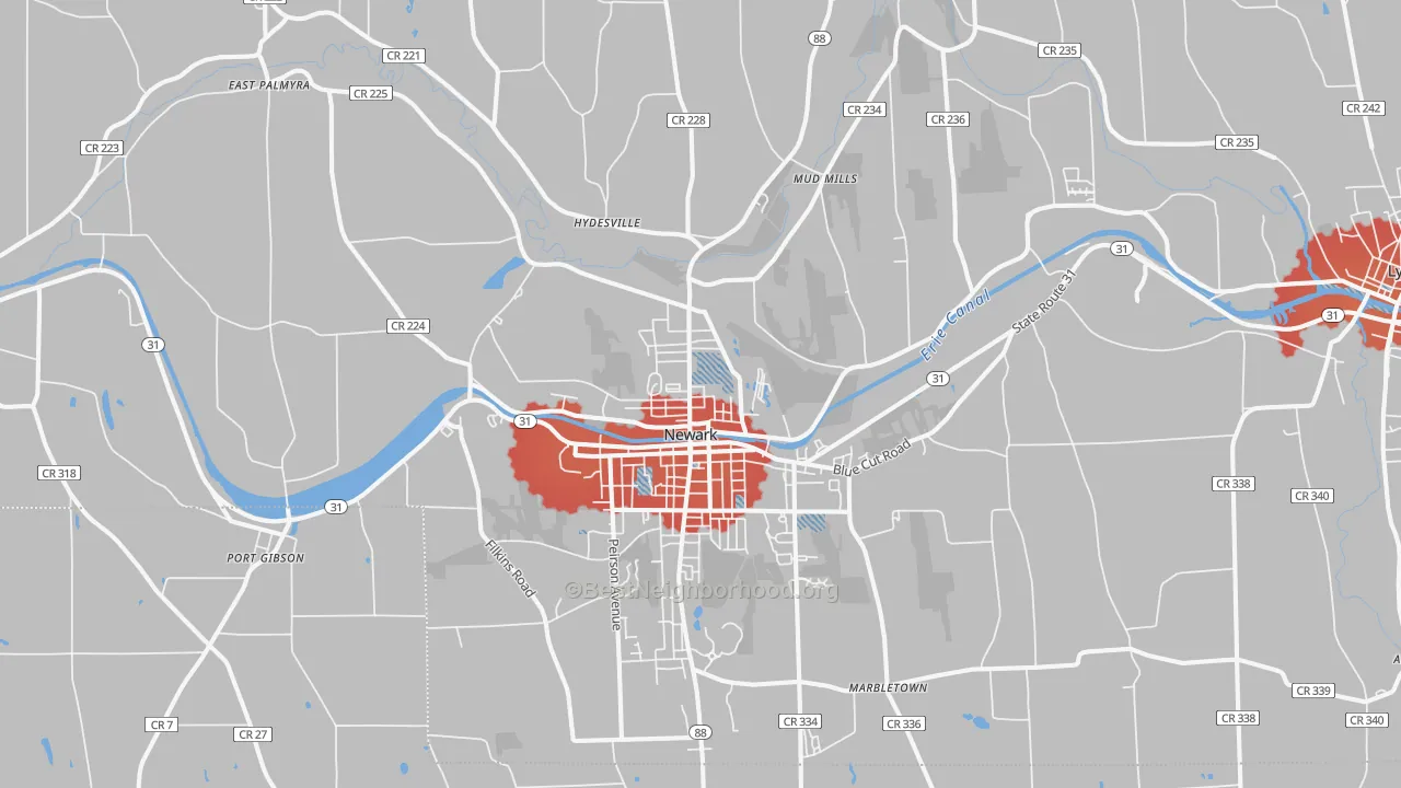 Transit Grade map of Newark, NY